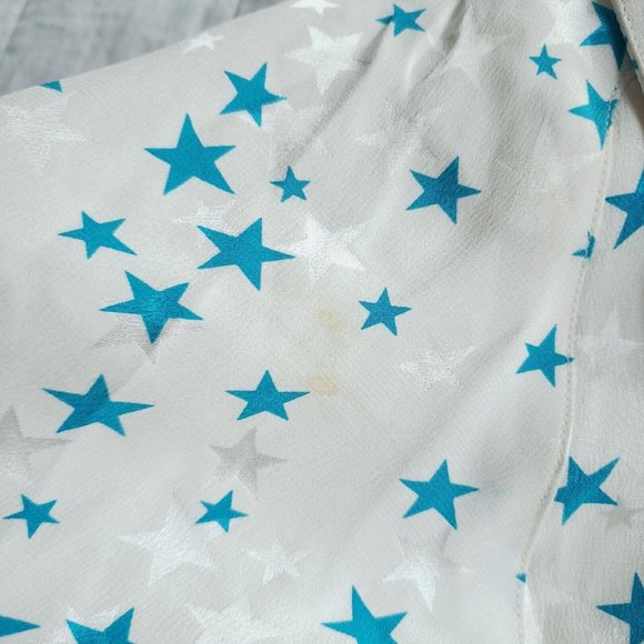 Vtg 80s/90s Womens 8 Star Pattern Silk Blouse Long Sleeve Collared Layered. - Picture 8 of 10